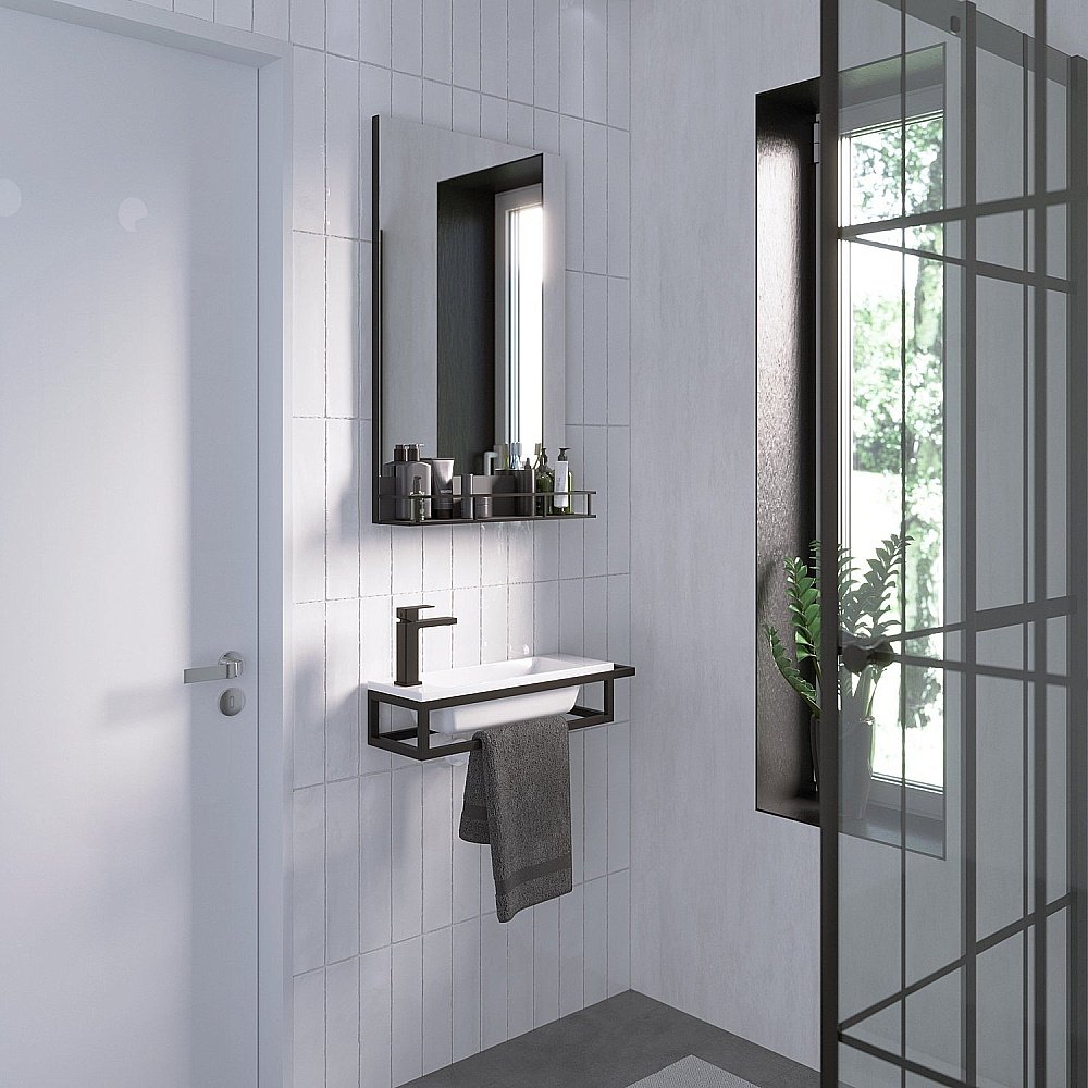 Зеркало Grossman Метрис 205001 50 черный в ванную от интернет-магазине сантехники Sanbest