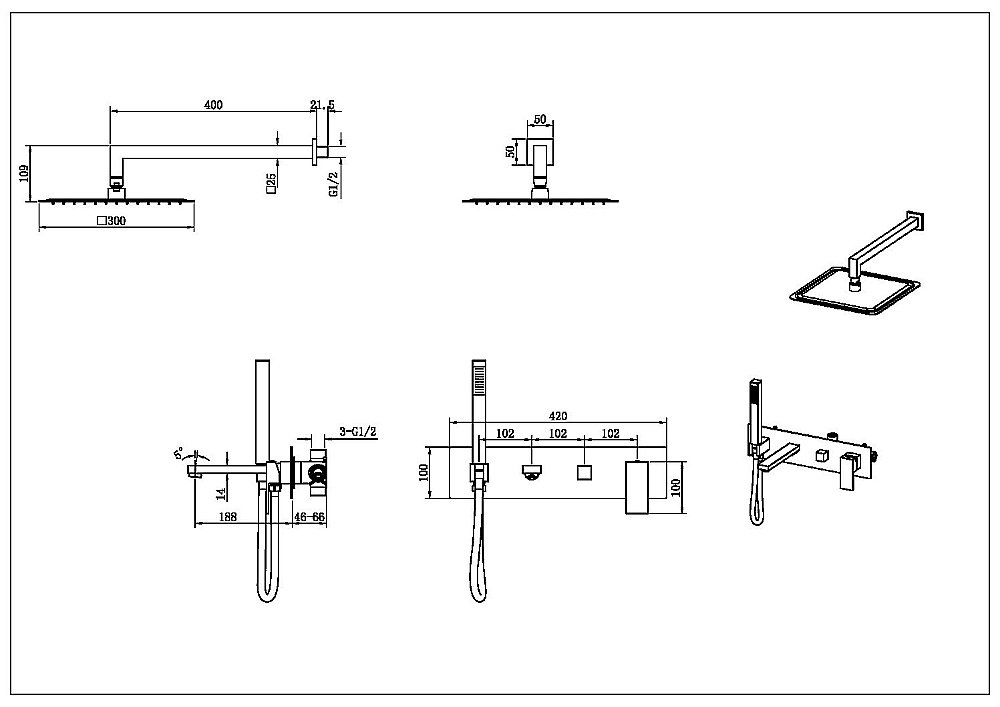 Душевая система Boheme Qubic 474-MW белая матовая купить в интернет-магазине сантехники Sanbest