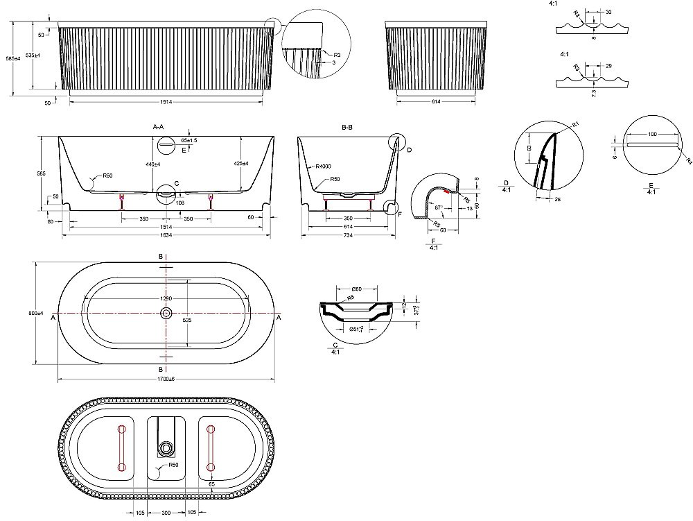 Ванна акриловая Vincea VBT-709-1700MG 170x80 матовый бежевый/белый купить в интернет-магазине Sanbest