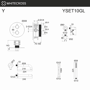 Смеситель для ванны WhiteCross Y YSET10GL золото купить в интернет-магазине сантехники Sanbest