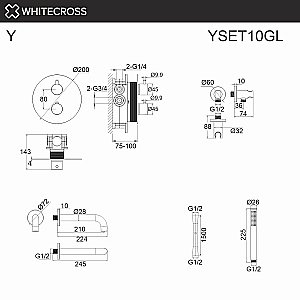 Смеситель для ванны WhiteCross Y YSET10GL золото купить в интернет-магазине сантехники Sanbest