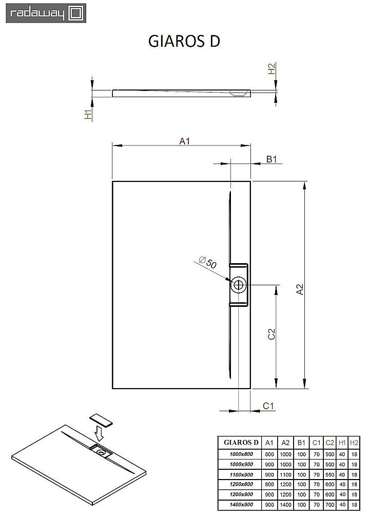 Душевой поддон Radaway Giaros D MKGD1280-03 120x80 белый купить в интернет-магазине Sanbest