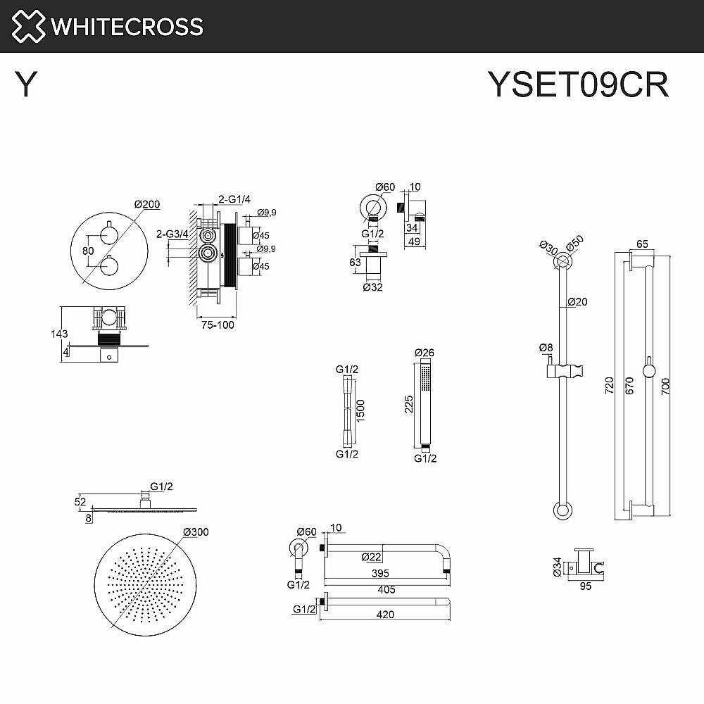 Душевая система WhiteCross Y YSET09CR хром купить в интернет-магазине сантехники Sanbest