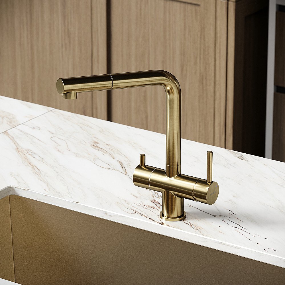 Смеситель для кухни Sancos Spin SC4015BG брашированное золото купить в интернет-магазине сантехники Sanbest