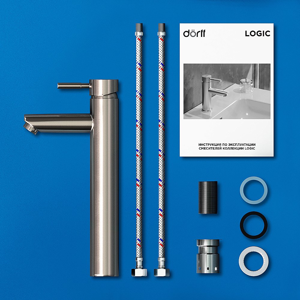 Смеситель для раковины Dorff Logic D3002102SS сталь купить в интернет-магазине сантехники Sanbest