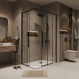 Душевой уголок Grossman Galaxy 90х80 300.K33.01.9080.42.00 стекло прозрачное/профиль графит сатин купить в интернет-магазине Sanbest