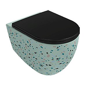 Унитаз подвесной Isvea Infinity 10NF02001SV-2T-TRZ мятно-зеленый матовый с декором, безободковый купить в интернет-магазине Sanbest