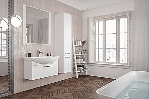 Тумба с раковиной Акватон Ария 80 белая глянцевая для ванной в интернет-магазине Sanbest