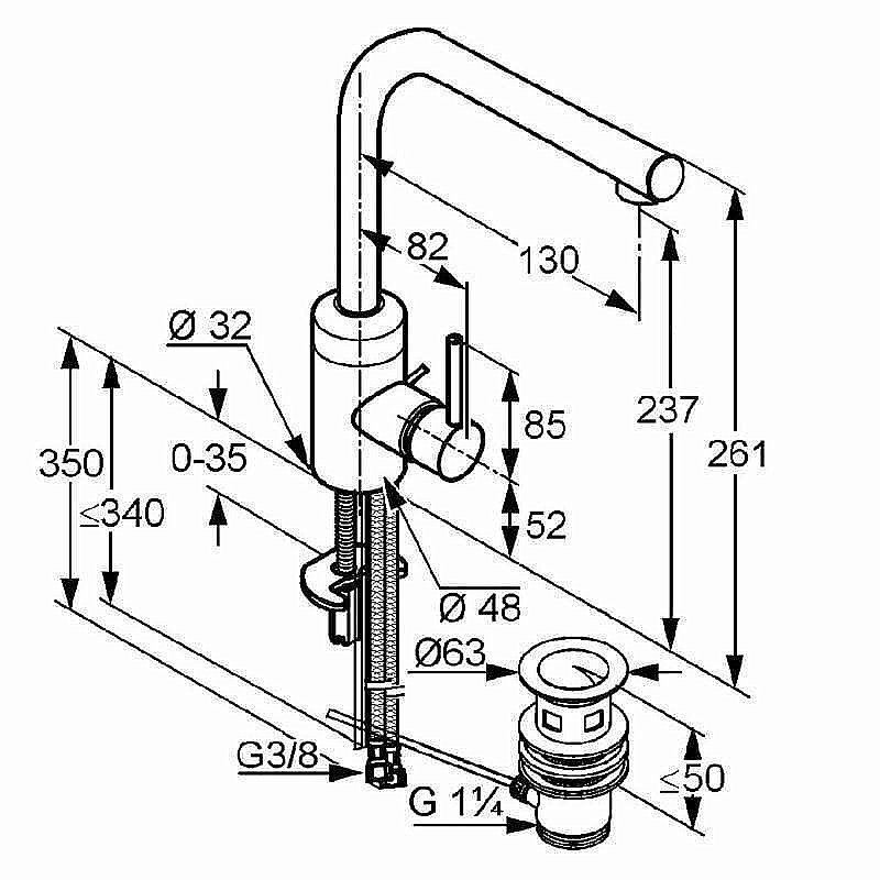 Смеситель для раковины Kludi Bozz 382940576 купить в интернет-магазине сантехники Sanbest