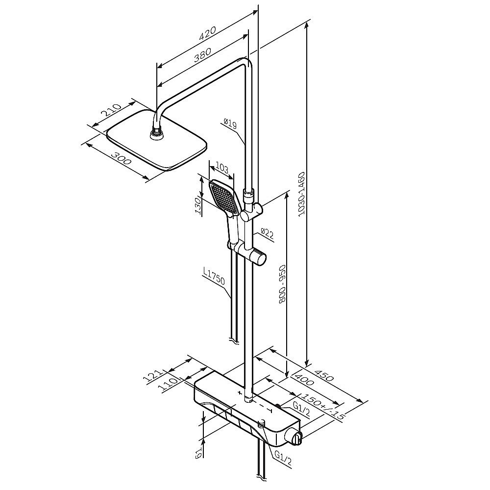 Душевая система AM.PM Func F078F222 черная купить в интернет-магазине сантехники Sanbest
