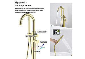 Смеситель для ванны Aquatek Европа AQ1345BG золото шлифованное купить в интернет-магазине сантехники Sanbest