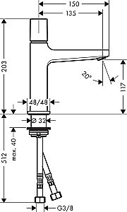 Смеситель для раковины Hansgrohe Metropol Select 110 32571000 купить в интернет-магазине сантехники Sanbest