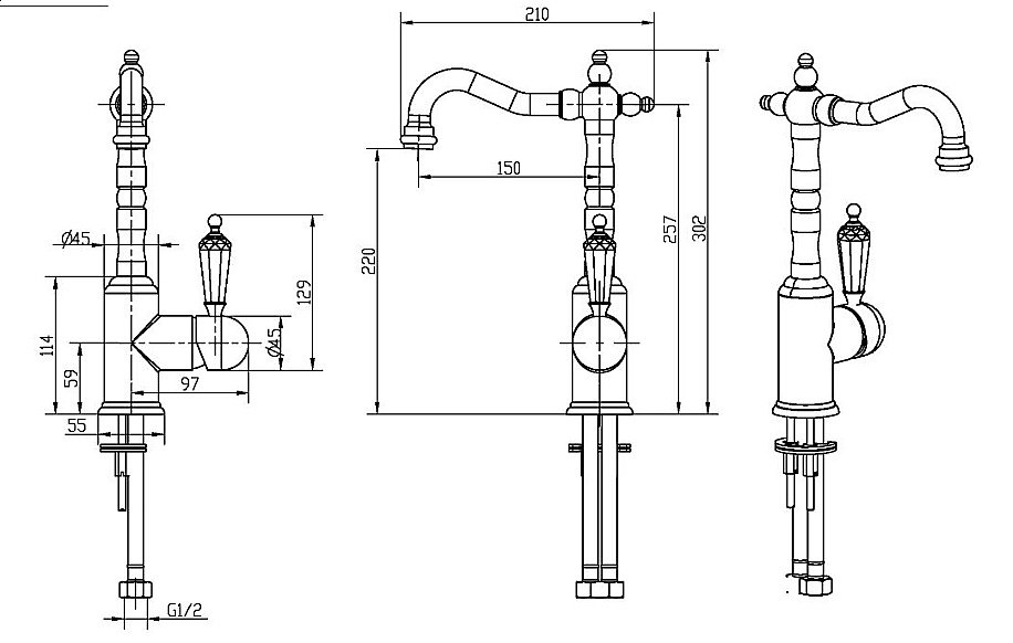 Смеситель для раковины Boheme Imperiale Ripresa 322 купить в интернет-магазине сантехники Sanbest