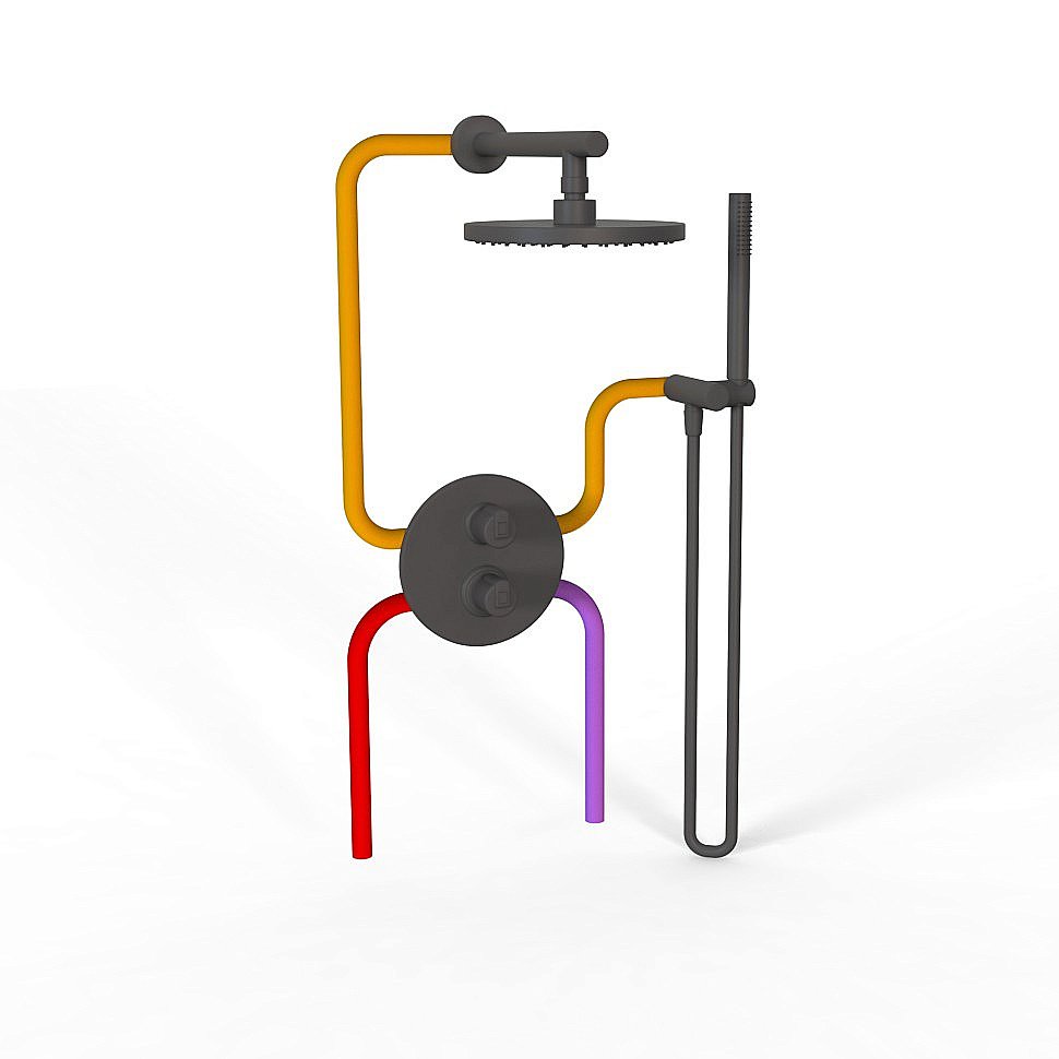 Душевая система PAINI Cox 78PZSET26911THSH черная матовая купить в интернет-магазине сантехники Sanbest