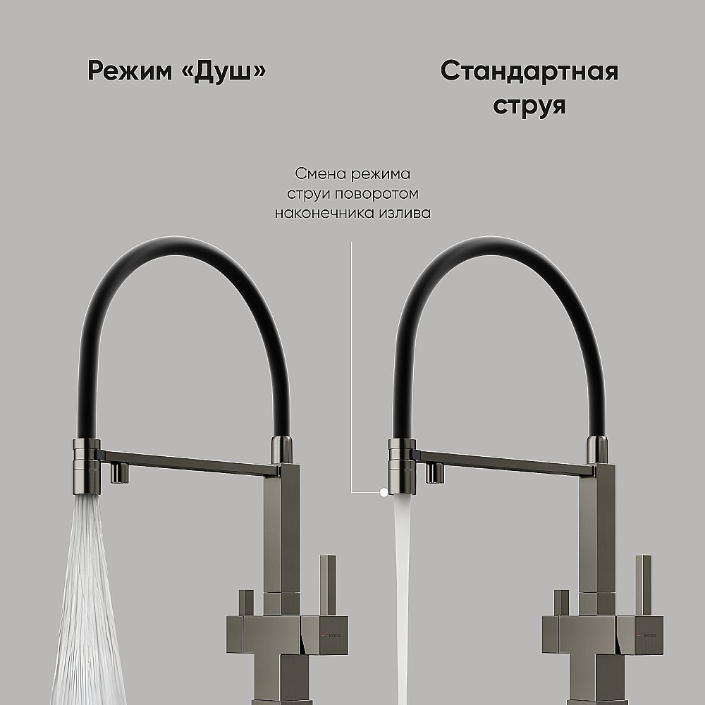 Смеситель для кухни Sancos Moro SC4006GG вороненая сталь купить в интернет-магазине сантехники Sanbest