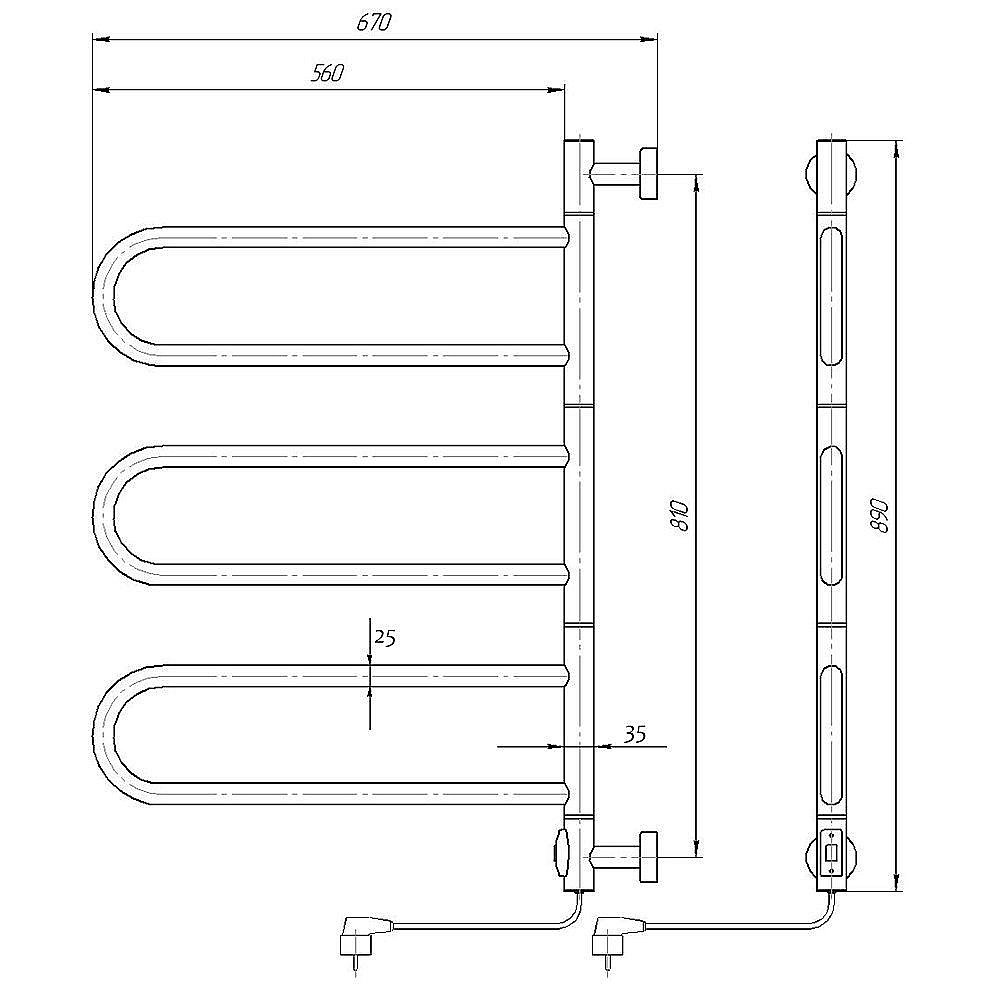 Полотенцесушитель Domoterm Сальса DMT 108E П6 60x90 EK купить в интернет-магазине сантехники Sanbest