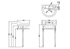 Консоль с раковиной Burlington Edwardian B6 1TH 96 для ванной в интернет-магазине сантехники Sanbest