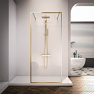 Душевое ограждение Veconi Korato KR90G-100-01-C4 100 прозрачное/профиль брашированное золото купить в интернет-магазине Sanbest
