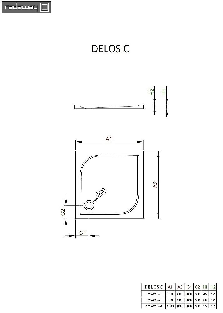 Душевой поддон Radaway Delos C SDC0808-01 80х80 белый купить в интернет-магазине Sanbest
