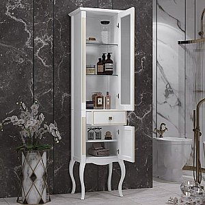 Пенал Опадирис Лаура 45 белый/swarovski золото для ванной в интернет-магазине сантехники Sanbest