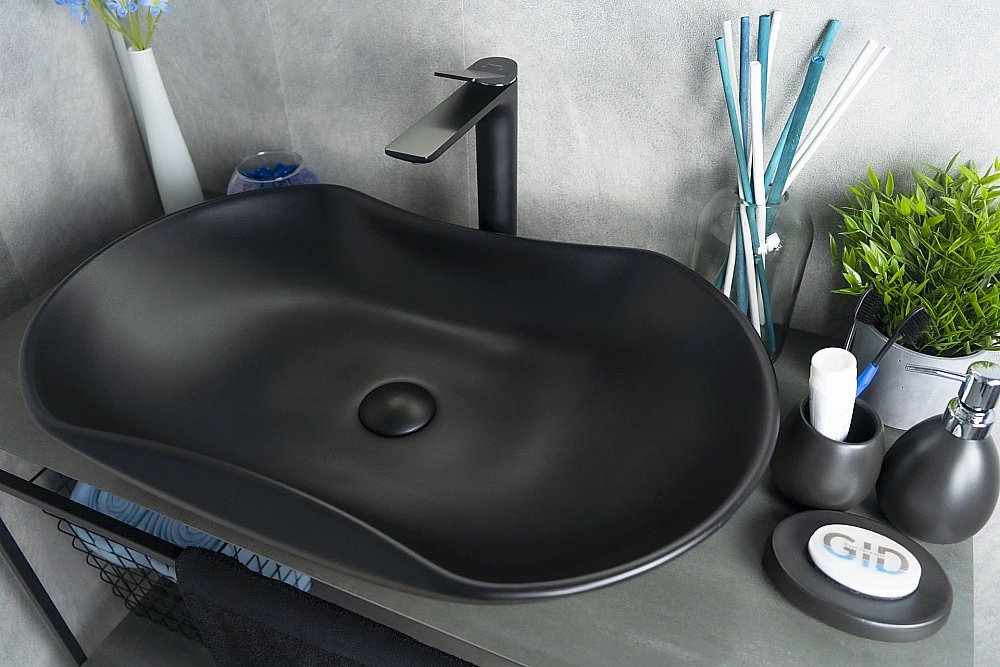 Раковина накладная Gid Lago 66,5 Bm9175 53333 черная матовая купить в интернет-магазине Sanbest