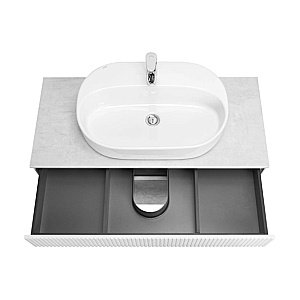 Тумба с раковиной Акватон Марбл 100/Одри Round 62 слейт/белая матовая для ванной в интернет-магазине Sanbest