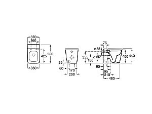 Унитаз приставной Roca Inspira Square Rimless 347537650 безободковый, бежевый купить в интернет-магазине Sanbest