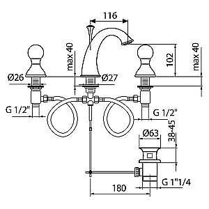Смеситель для раковины Webert Karenina KA750101010 купить в интернет-магазине сантехники Sanbest