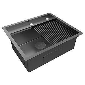 Кухонная мойка Paulmark KRONER-STEP PM345951-GM вороненая сталь купить в интернет-магазине сантехники Sanbest