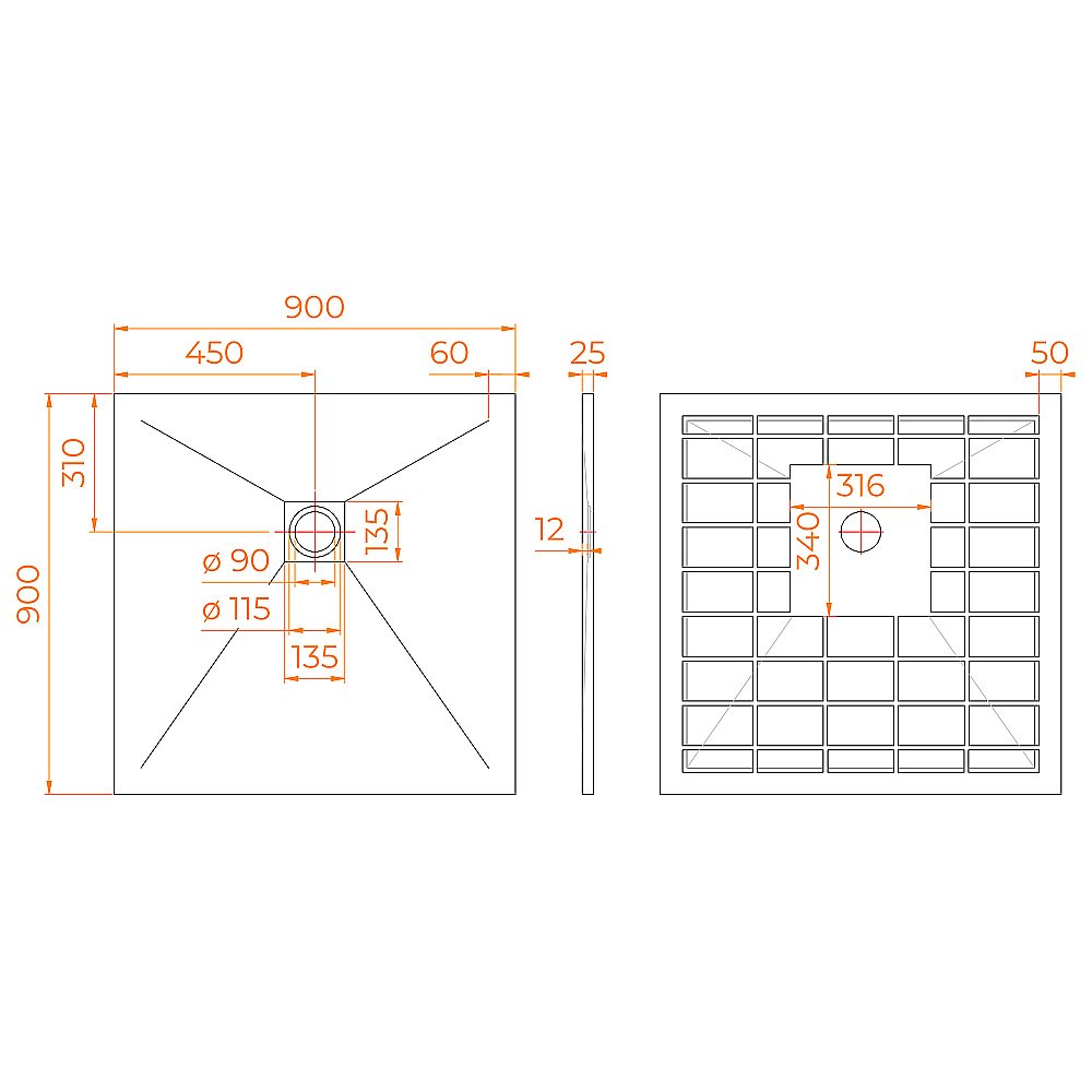 Душевой поддон RGW Stone Tray 90х90 14152099-02-11 графит купить в интернет-магазине Sanbest