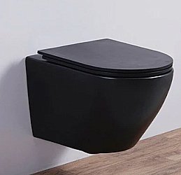 Унитаз подвесной Ceramalux 5177MB черный матовый, безободковый, с крышкой микролифт, слив торнадо купить в интернет-магазине Sanbest