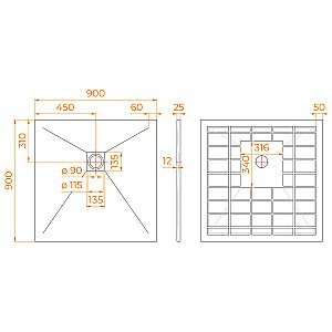 Душевой поддон RGW Stone Tray 90х90 14152099-02-11 графит купить в интернет-магазине Sanbest