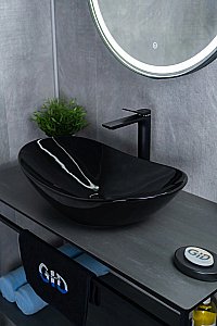 Раковина накладная Gid Lago 61 BL9811 53349 черная купить в интернет-магазине Sanbest