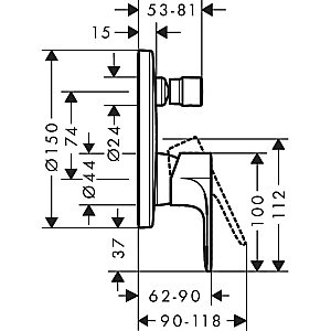 Смеситель для душа Hansgrohe Rebris S 72466670 черный матовый купить в интернет-магазине сантехники Sanbest