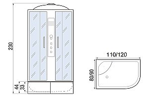 Душевая кабина River DUNAY XL 120/90/44 TH L с гидромассажем купить в интернет-магазине Sanbest