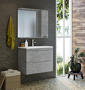 Зеркало со шкафом Misty Атлантик 80 П-Атл-4080-050 серый камень в ванную от интернет-магазине сантехники Sanbest