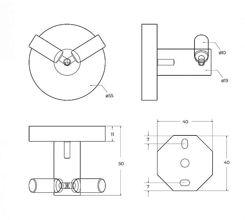Крючок двойной Cezares RELAX-HKD-NOP черный матовый купить в интернет-магазине сантехники Sanbest