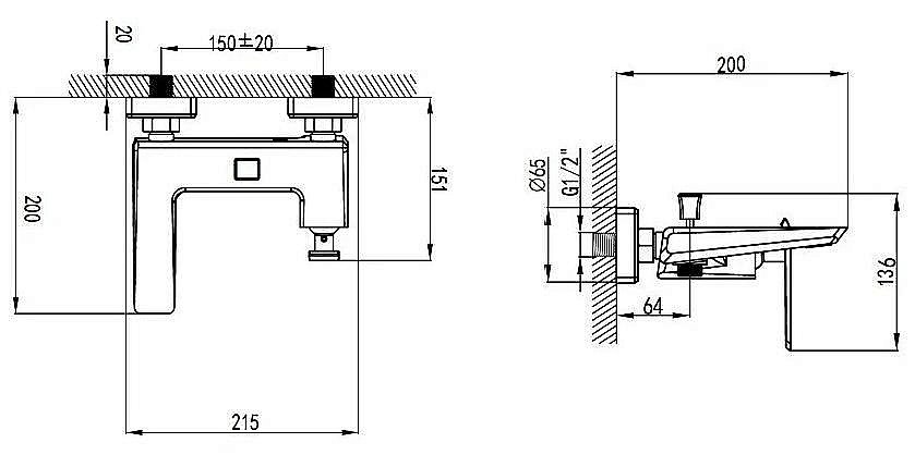 Смеситель для ванны Bien Lucca BB01012102 купить в интернет-магазине сантехники Sanbest