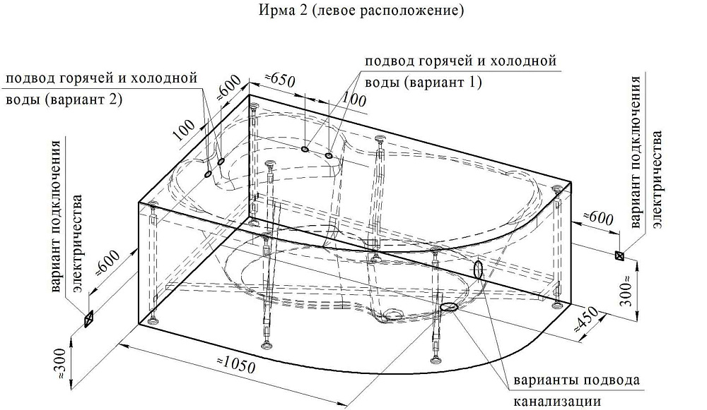 Ванна акриловая Vannesa Ирма 2-78-0-9-216 149х96 купить в интернет-магазине Sanbest