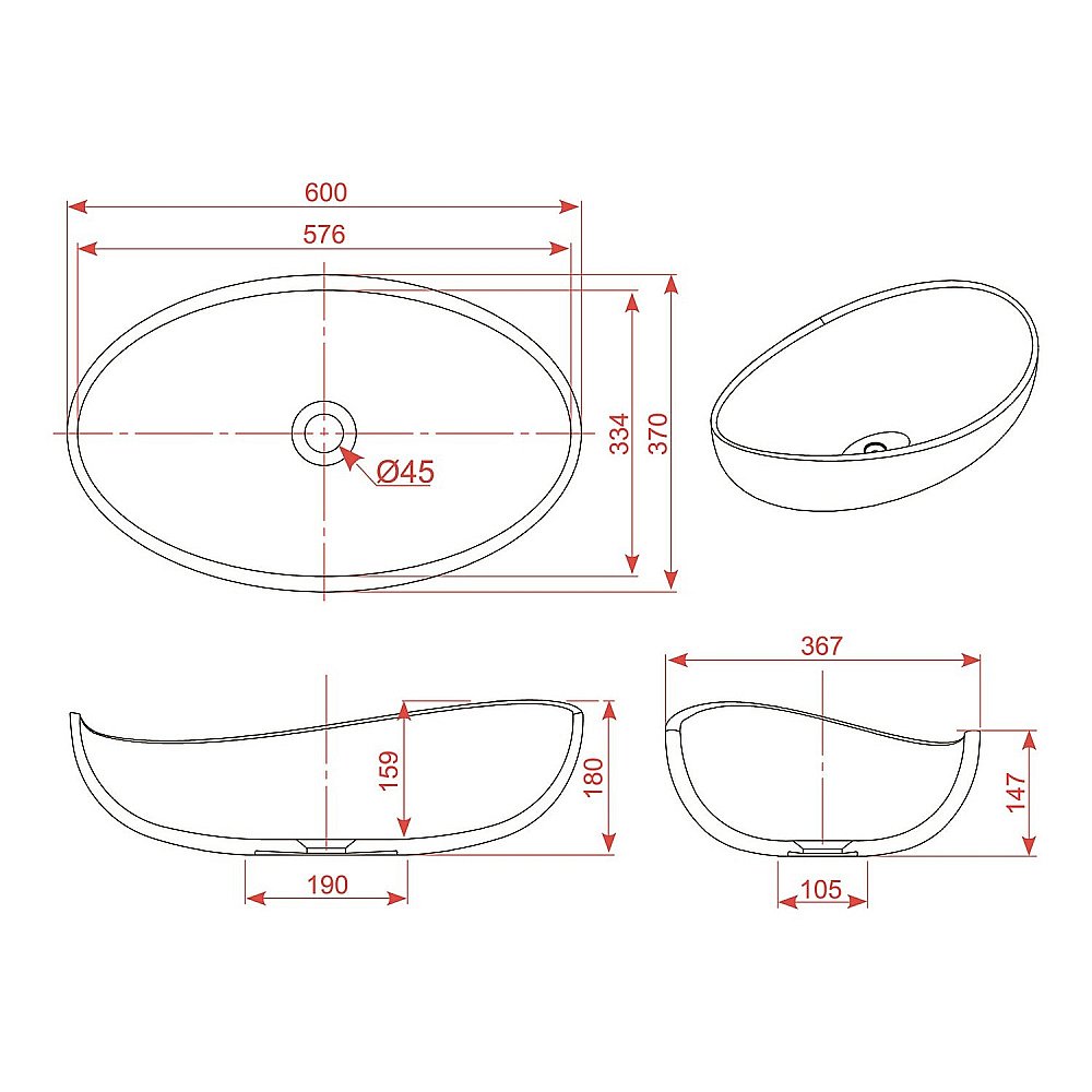 Раковина накладная Montebianco ONDA 11020 белая матовая купить в интернет-магазине Sanbest