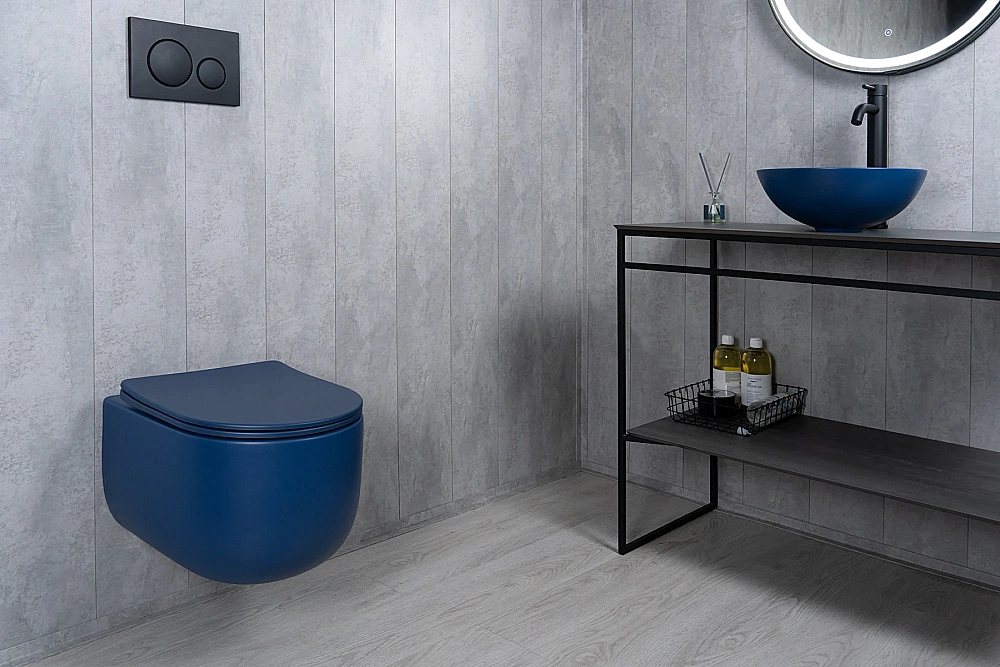 Унитаз подвесной GID Tr2133TF-BUM 62301Y безободковый, слив торнадо, с крышкой микролифт, синий матовый купить в интернет-магазине Sanbest