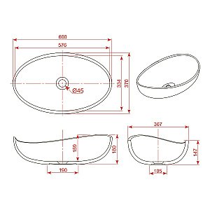 Раковина накладная Montebianco ONDA 11020 белая матовая купить в интернет-магазине Sanbest