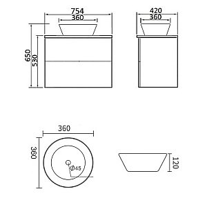 Тумба с раковиной Orange Otto Ot-75TuMDF+B08-360W 75 белая для ванной в интернет-магазине Sanbest
