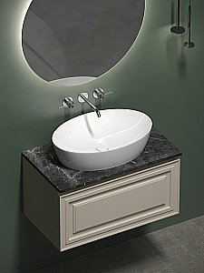 Тумба с раковиной Sancos Very 80 со столешницей, бежевая матовая для ванной в интернет-магазине Sanbest