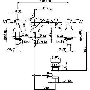 Смеситель для биде Cisal ARCANA TOSCANA TS00122027 бронза купить в интернет-магазине сантехники Sanbest
