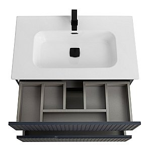 Тумба с раковиной Cezares DUET-N 80 DUET-N-800-2C-SO-GR-P+CZR-8095-80 Grafito для ванной в интернет-магазине Sanbest