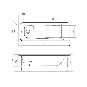 Ванна акриловая AM.PM GEM W90A-150-070W-A 70x150 купить в интернет-магазине Sanbest