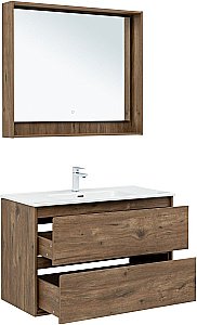 Тумба с раковиной Aquanet Милан 336380/254365 100 дуб рустикальный для ванной в интернет-магазине Sanbest