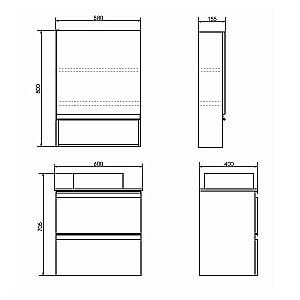 Тумба с раковиной Comforty Эдинбург 00-00005701 60 бетон светлый для ванной в интернет-магазине Sanbest