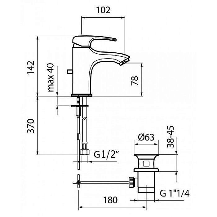 Смеситель для раковины Webert Kimono KI830102015 купить в интернет-магазине сантехники Sanbest